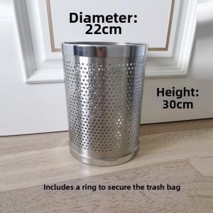 Stainless Steel Ventilated Trash Bin Round For Bathroom