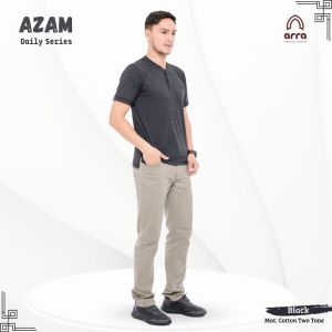 Baju Kaos Santai Kekinian Fashion Pria Muslim Tebal Bandung Azam Series Blue