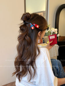 Red And Blue Color Collision Cute Apple Hair Clip Womens New 2025 High End Side Clip Hairband Duckbill Hair Clip Hair Accessories