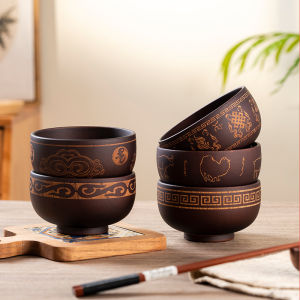 Bát Gỗ Tròn Hình Học Phong Cách Dân Tộc Bát Chống Rơi Cho Người Lớn Và Trẻ Em Bát Gỗ Mongol Bát Đựng Thức Ăn Bằng Gỗ