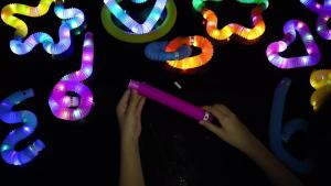2/6/12 pcs LED Flash Pop Tubes Sensory Toy Adult Stress Relieve Toys Kid Autism Anti Stress Plastic Bellows Children Squeeze Toy
