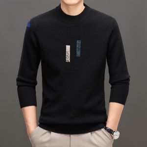 ROMON | Red Pure Wool Round Neck Sweater For Men By Romon Fashionable Winter Knitted Shirt Dragon Year Design Comfortable Loose Fit