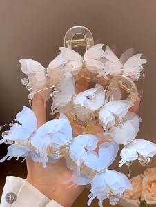 OFM-C1384 Jepit Rambut Wanita Motif Kupu Kupu Mutiara Jepitan Butterfly / Hair Claw Jeday Rambut