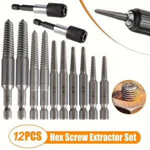 12pcs Stud Screw Extractor Remover Set  for Damaged Bolt and Screw Removal - Easy Out Tool for Fast and Efficient Extraction