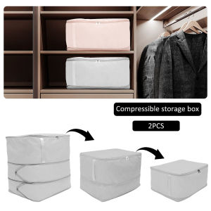 2Pcs Self Compression Bag Large Capacity Clothes Storage Bag Moisture-proof Clothes Quilt Moving Bag Multifunctional Organizer