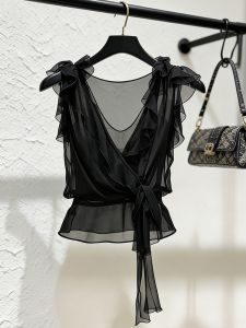 Elegant French Style Chiffon Blouse Summer