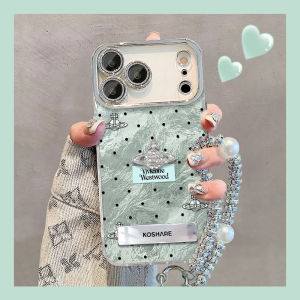 เคสโทรศัพท์มือถือ Apple 17Promax ใหม่สำหรับผู้หญิง ทรงเรขาคณิต เคลือบโลหะ ป้องกันเลนส์เต็มจอ สไตล์วินเทจ ดีไซน์สร้างสรรค์