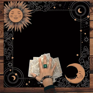 VlKAMA Tarot Starlight Tablecloth Sun and Moon Copper Pattern Mystic Totem WaterproofDivination Ritual Meditation Companion