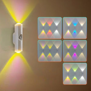 USB Rechargeable RGB Sunset LED Night Light Double Head Motion Sensor Magnetic Under Cabinet Lamp for Bedroom Atmosphere Decor