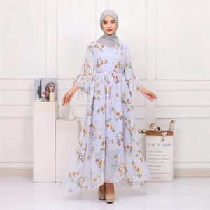 ECLAIRE 003 Dress Maksi Maxi Motif Floral Flower Bunga Pesta Korea Anggun Import 96630 96660 96670