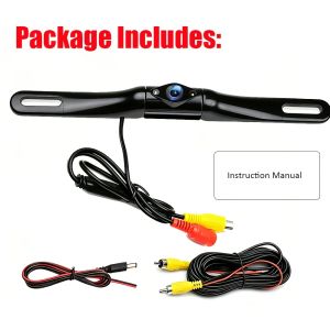 Universal 2LED License Plate-Mounted Backup/Parking Camera Featuring Clear Image Quality and Dual LED Night Vision Lighting
