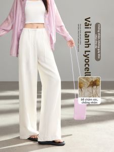 SUHUIQIAN | Quần Dài Thoáng Mát Tencel Màu Trắng