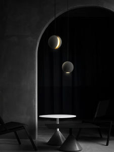 Micro Cement Industrial Cement Quiet Style Orange Restaurant Bar Decoration Planet Small Droplight Bedroom Bedside Lamp