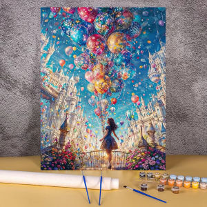BILIBILI | Coloring By Numbers on Canvas Cartoon Picture for Living Room Bedroom Balloon Landscape Home Decor Acrylic Paint Painting Kits