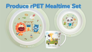Marcus & Marcus Eco-Friendly Kids Mealtime Set - Include Plate Bowl Cup Spoon and Fork
