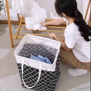 ตะกร้าผ้าพับได้ กันน้ำ ทำความสะอาด ใส่ผ้าและของตา พร้อมส่ง
