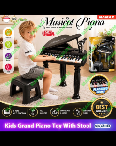 MAMAX【SG Ready Stock】Kids 37-Key Musical Grand Piano Keyboard Set with Mic/Flashing Lights&Stool★USB Power Supply+Battery Operated Toy✅Age 6+✅
