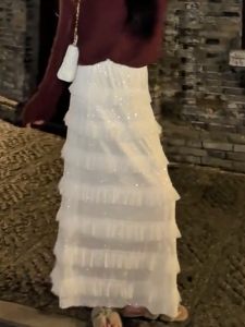 MANMI | White Tassel Layered A-line Skirt