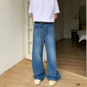 American Retro Washed Distressed Cat Jeans Loose Straight Casual Long Trousers for Young Men Spring Autumn Winter