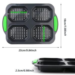 Khuôn Làm Bánh Mì Silicon 4 Lỗ Khuôn Bánh Baguette Dễ Tháo Khuôn Bánh Mì Hai Tai Thân Thiện Với Môi Trường An Toàn Cho Lò Nướng Chống Dính Dụng Cụ Làm Bánh Tự Làm Tại Nhà