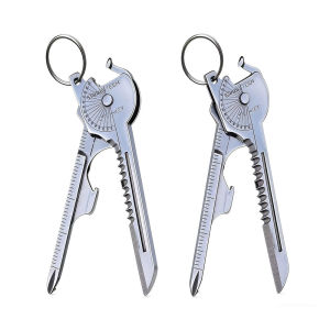2PCs Portable Keychain Multi-tool Compact Multifunctional Keychain 8 In 1 with Screwdriver Bottle Opener Camping Emergency Tools