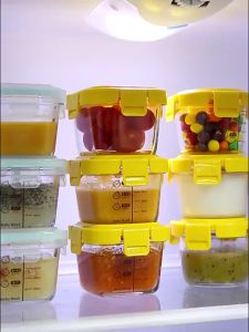 ถังเก็บอาหารเด็กตู้เย็นที่มีฝาปิดตู้เซฟภาชนะบรรจุอาหารขนาดเล็กนำกลับมาใช้ใหม่ได้