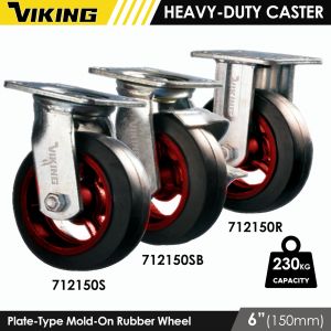 VIKING INDUSTRIAL Caster Wheel with Double Ball Bearing Rubber/PU/Iron Wheels 500kgs Cap