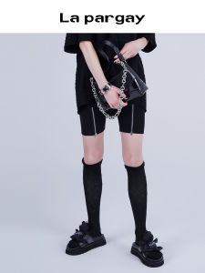 Napa Jia 2025 Spring New Zipper Decorated Slim Fit Cycling Pants Five-Quarter Length Womens Base Layer Versatile Stylish Trousers