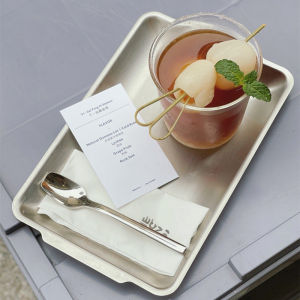 Matte Stainless Steel Rectangular Tray for Coffee Shop Hand-Poured Coffee Industrial Style Tea Water Tray Serving Plate