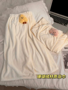 Váy Tắm Nhung San Hô Dễ Thương Nhanh Khô Dày Thấm Hút Cho Nữ Dùng Tại Nhà Mùa Hè Không Rụng Lông Cho Cặp Đôi Học Sinh