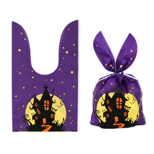 Túi Đựng Kẹo Halloween Có Thiết Kế Tai Thỏ & Bí Ngô 25/50 Chiếc Bánh Quy Nhựa Bao Bì Đựng Đồ Tráng Miệng Cho Bữa Tiệc Trẻ Em Quà Tặng Trang Trí