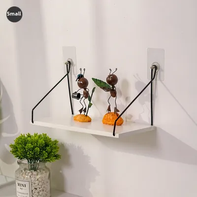 Solid Wood Wall-Mounted Shelf No-Drilling Room Living Room Bookshelf Storage Wooden Wall Decor Practical Kitchen Organizer