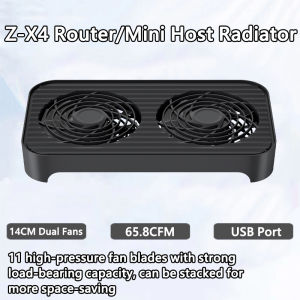 Warvank Z-X4 router/mini host radiator Silent dual fan USB interface design Heightened bracket Dual fan cooling base
