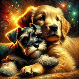 Huacan Full Square Round Diamond Painting Cute Dog Diamond Embroidery Animal Complete Kit Decorative Paintings