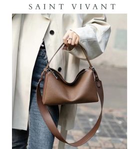 Top Layer Cowhide Leather Womens Underarm Bag Fashionable Genuine Leather Pillow Bag Single Shoulder Crossbody Boston Bag