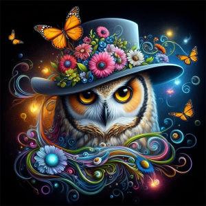 HUACAN Bộ Dụng Cụ Nghệ Thuật Kim Cương Full Cover Thạch Anh Đá Owl Động Vật & Bướm Khảm Trang Trí Nhà Hiện Đại Quà Tặng Thủ Công Độc Đáo Kèm Dụng Cụ