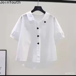 NANDO ATASAN KEMEJA WANITA KASUAL DAILY BLOUSE BORDIR LOVE HQ IMPORT BKK