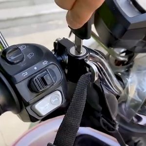 DiyHomeIpoh Motorcycle Helmet Lock Universal Bicycles Anti-Theft Fixed Lock Multi-function Electric Security Metal 22mm-26mm Black 2 Key