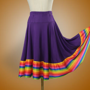Elegant Mid-Length Dance Skirt for Women Loose Fit Yoga Fitness Square Dancing Skirts Flowing A-Line Half-length Dresses