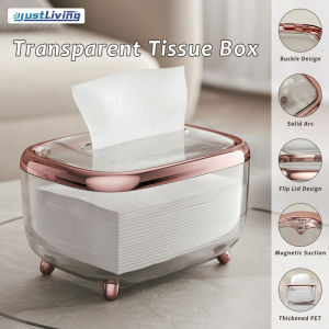 JustLiving 1PC Clear Tissue Box Dispenser Facial Dryer Sheet Organizer Bathroom Countertop Napkin Holder Lightweight and Luxurious Modern Simple Creative Tissue Box Home Living Room Napkin Storage Boxes
