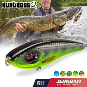 Hunthouse Musky Buster Jerkbait Fishing Lures 115mm 32g Vib Bait Slow Sinking Jerkbaits Fishing Tackle For Sea Bass Pike LW129