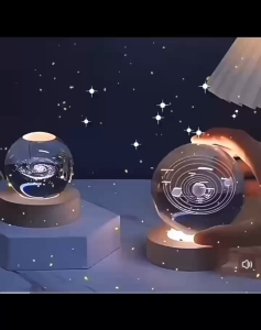 3D Crystal Ball Desktop Ornaments Luminous Nlght Light Starry Sky Glass Ball Wood LED Base Set Birthday Wedding Gift