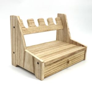 ไม้ผู้ถือปืนพกไม้ธรรมชาติบริสุทธิ์ Handmade สต็อก 4 ช่อง Handgun Storage Rack Handgun Desktop Storage