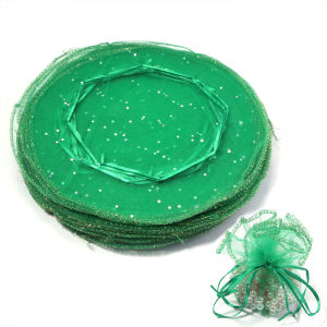 10pcs 26cm Tulle Fabric Drawstring Bags Wedding Christmas Birthday Candy Favors Gift Display Packaging Bag Round Organza Pouches