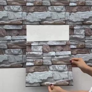 10/20Pcs 3D Faux Stone Wall Panels Self-adhesive Panels Kitchen Backsplash Farmhouse Wall Decor 30cm X 30cm