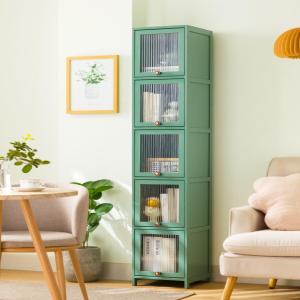 Simple Home Narrow Corner Bookshelf With Door Storage Shelf