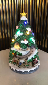 Christmas Decoration Carousel Music Box Christmas Tree With Turning Christmas village