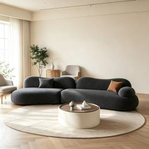 YIZUO | Vintage Cream Color Chenille Creative Straight Sofa