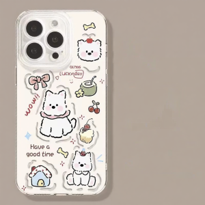 YOUSIDUN | Cute Dog Design Transparent Drop-resistant iPhone 17 Pro Max Case With Strap