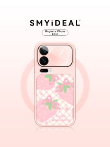 Smyideal | Plaid Strawberry Design Xiaomi 17promax Case Magnetic Stand New